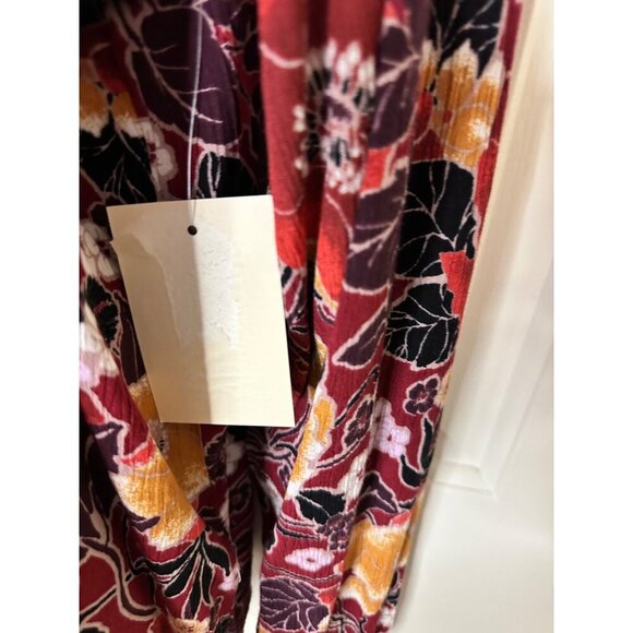 Floral Long Sleeve Blouse W Shirred Neckline & Tie Detail By Nurture Large NWT - Picture 4 of 12